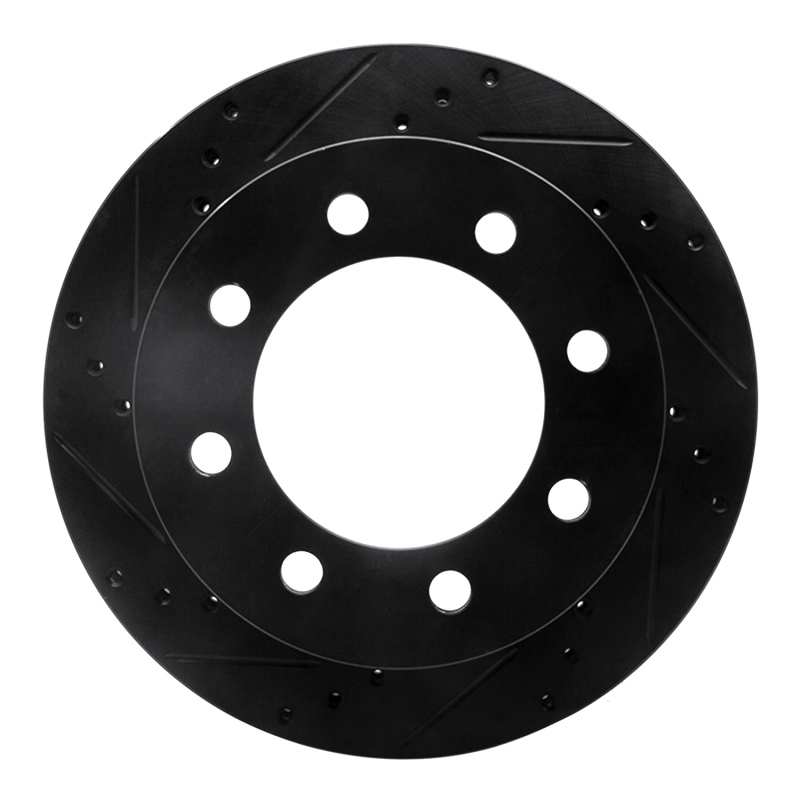 Dodge Ram 3500 Brake Rotor (1) - Front Left - R1 Concepts - Drilled & Slotted - Black - `00-`02